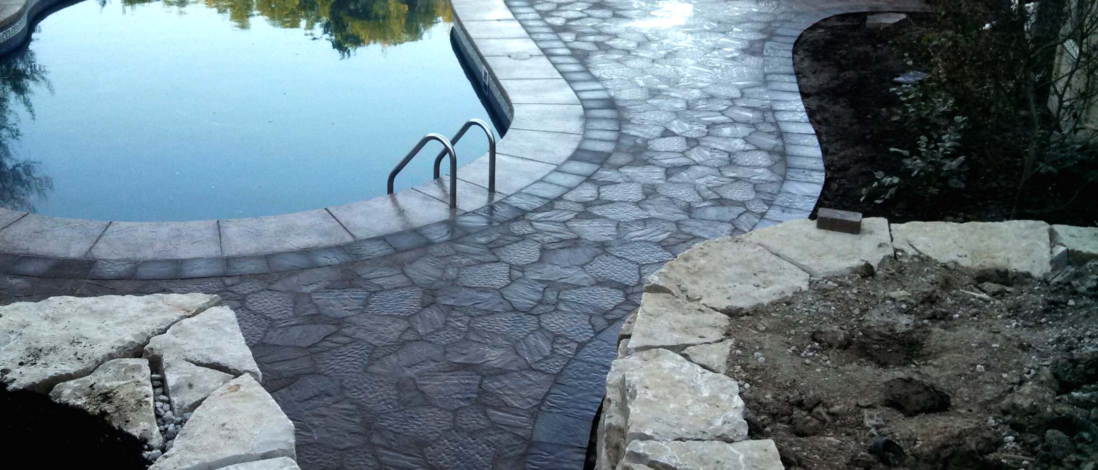 paved pool outdoor space